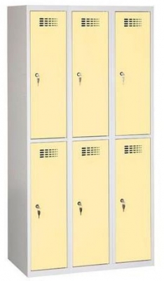 Dulap sudat pentru vestiar Rafael usor, 6 compartimente, incuietoare cilindrica, gri/bej