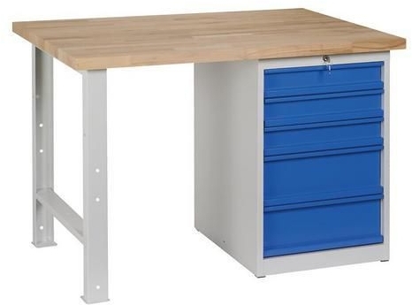 Masa de atelier Weld cu 5 sertare, 84 x 120 x 80 cm, gri