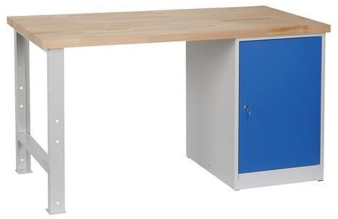 Masa de atelier Weld cu dulapior, 80 cm, 84 x 150 x 68,5 cm, gri