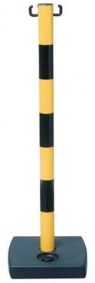 Stalp de ingradire din plastic Tao, inaltime 90 cm, negru/galben