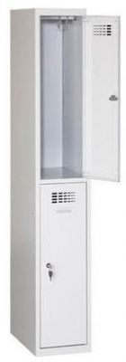 Dulap sudat pentru vestiar Charles usor, 2 compartimente, incuietoare cilindrica, gri/gri