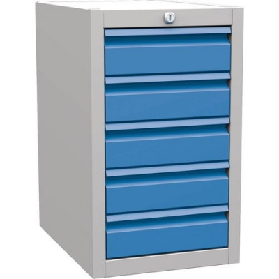 Container sub masa albastru, 5 sertare