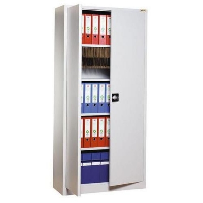 Dulap metalic pentru dosare Manutan, 4 rafturi, 195 x 92 x 42 cm, gri