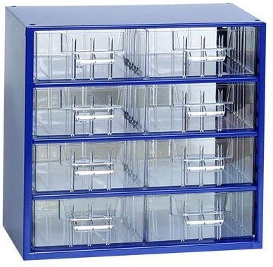 Organizator din metal, 8 sertare, albastru