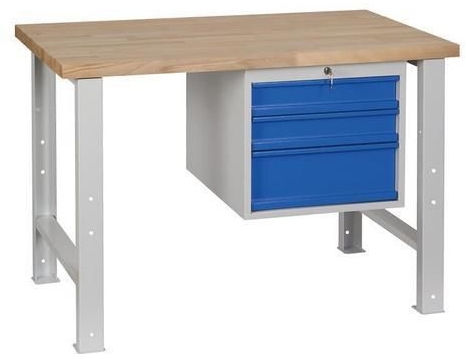 Masa de atelier Weld cu 3 sertare, 84 x 120 x 68,5 cm, gri