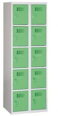 Dulap sudat pentru vestiar Eric usor, 10 compartimente, incuietoare cilindrica, gri/verde