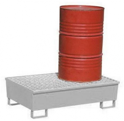 Cuva de captare din otel Manutan, pentru 2 butoaie, capacitate 220 l, zincata