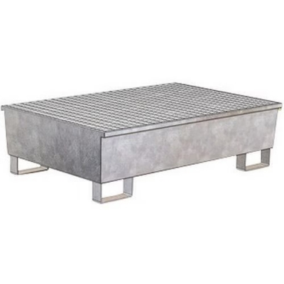 Cuva de captare din otel Manutan, pentru 2 butoaie, capacitate 220 l, zincata