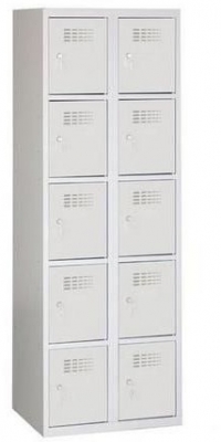 Dulap sudat pentru vestiar Eric usor, 10 compartimente, incuietoare cilindrica, gri/gri