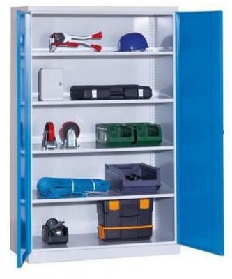 Dulap metalic de atelier 199 x 120 x 50 cm, gri/albastru