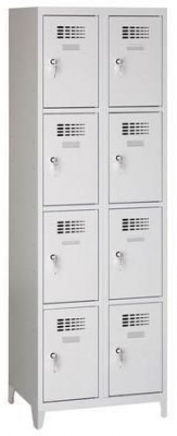 Dulap sudat pentru vestiar Eric usor, 8 compartimente, cu picioare, incuietoare cilindrica, gri/gri