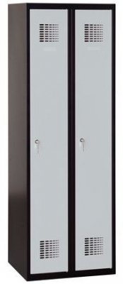 Dulap sudat pentru vestiar Patrick, 2 compartimente, incuietoare cilindrica, negru/gri deschis