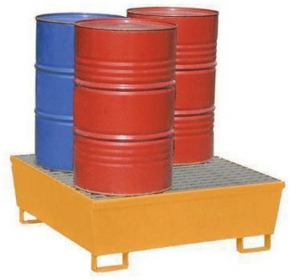 Cuva de captare din otel Manutan, pentru 4 butoaie, capacitate 440 l, vopsita