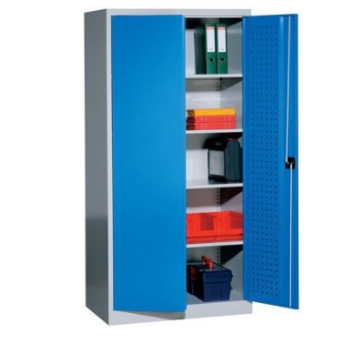 Dulap metalic de atelier 195 x 95 x 60 cm, gri/albastru