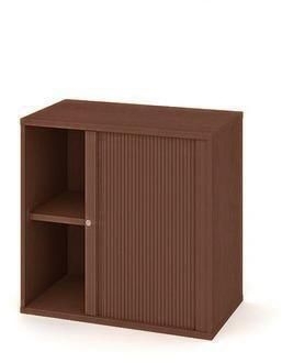 Dulap cu inaltime mica Strong, 76,8 x 80 x 40 cm, cu usa tip rulou - pe dreapta, model nuc