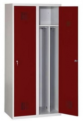 Dulap sudat pentru vestiar Drake usor, 2 compartimente, gri/rosu inchis