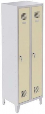 Dulap sudat pentru vestiar Raphael cu picioare, 2 compartimente, incuietoare cilindrica, gri/bej