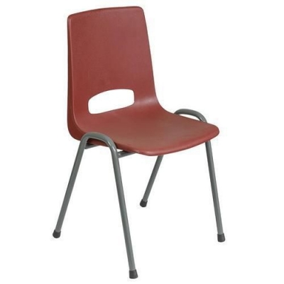 Scaun de sufragerie din plastic Pavlina Grey, bordo, constructie gri inchis