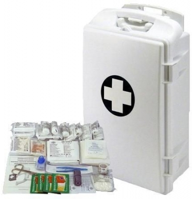 Trusa mobila de prim ajutor din plastic, de perete, cu cheie, 43 x 28 x 14, continut BIROU