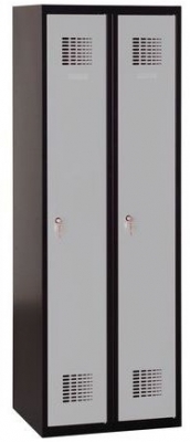 Dulap sudat pentru vestiar Patrick, 2 compartimente, incuietoare cilindrica, negru/gri