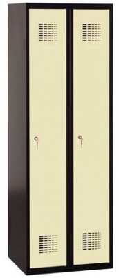 Dulap sudat pentru vestiar Patrick, 2 compartimente, incuietoare cilindrica, negru/bej