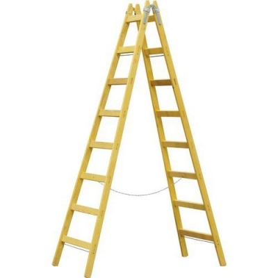 Scara dubla din lemn, 2 x 9 trepte