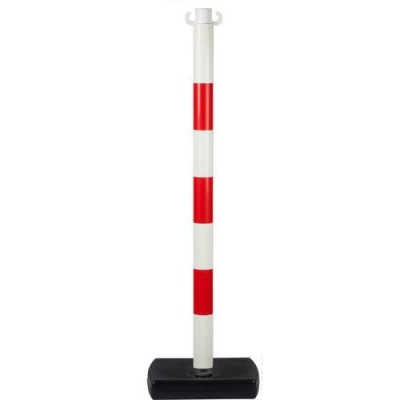Stalp de ingradire din plastic Tao, inaltime 90 cm, alb/rosu