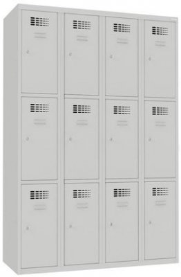 Dulap sudat pentru vestiar Will, 12 compartimente, incuietoare cilindrica, gri/gri