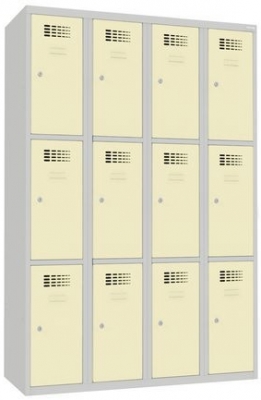 Dulap sudat pentru vestiar Will, 12 compartimente, incuietoare cilindrica, gri/bej
