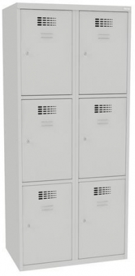 Dulap sudat pentru vestiar Jared, 6 compartimente, incuietoare cilindrica, gri/gri