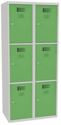 Dulap sudat pentru vestiar Jared, 6 compartimente, incuietoare cilindrica, gri/verde