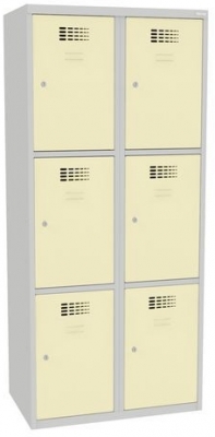 Dulap sudat pentru vestiar Jared, 6 compartimente, incuietoare cilindrica, gri/bej