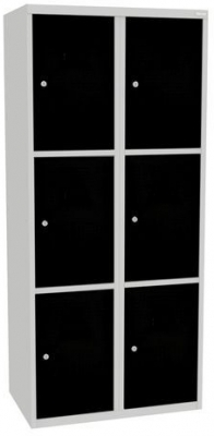 Dulap sudat pentru vestiar Jared, 6 compartimente, incuietoare cilindrica, gri/negru