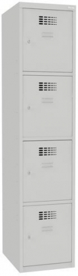 Dulap sudat pentru vestiar Oskar, 4 compartimente, incuietoare cilindrica, gri/gri
