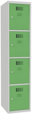 Dulap sudat pentru vestiar Oskar, 4 compartimente, incuietoare cilindrica, gri/verde