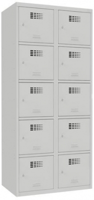 Dulap sudat pentru vestiar Samuel, 10 compartimente, incuietoare cilindrica, gri/gri