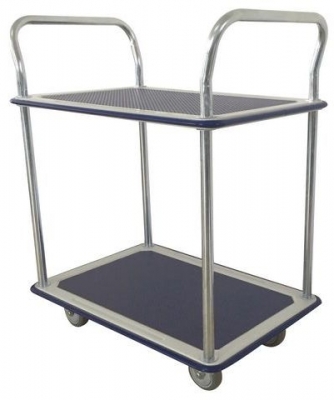 Carucior cu rafturi Manutan cu doua manere, pana la 200 kg, 2 rafturi