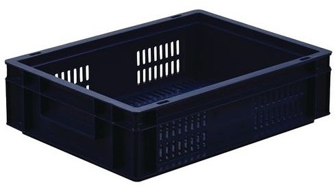 Naveta din plastic stivuibila PP Manutan cu perforatii, 10 l