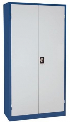 Dulap metalic de atelier Manutan, 195 x 100 x 45 cm, albastru/gri