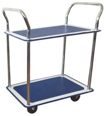 Carucior cu rafturi Manutan, cu doua manere, pana la 120 kg, 2 rafturi