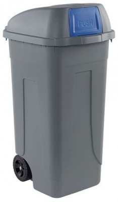 Pubela de exterior din plastic volum 100 l, gri/albastra