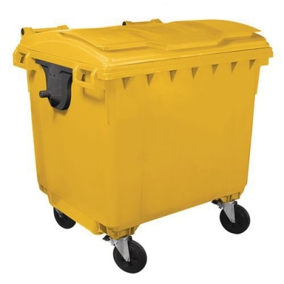 Pubela de exterior din plastic Manutan, volum 1100 l, galbena