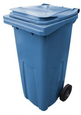 Pubela de exterior din plastic pentru deseuri sortate, volum 120 l, albastra