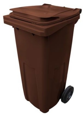 Pubela de exterior din plastic pentru deseuri sortate, volum 120 l, maro