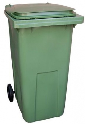 Pubela de exterior din plastic pentru deseuri sortate, volum 240 l, verde