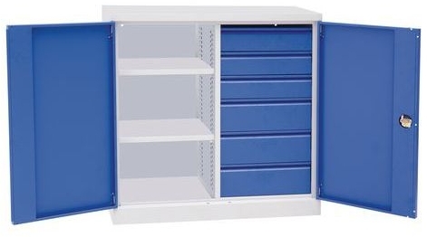 Dulap de atelier pentru scule Manutan, 100 x 100 x 45 cm, cu 6 sertare