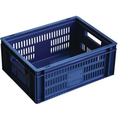 Navete de plastic stivuibile PP Manutan cu pereti cu perforatii, 15 l