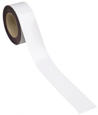 Banda magnetica pentru rafturi Manutan, 10 m, alba, latime 80 mm