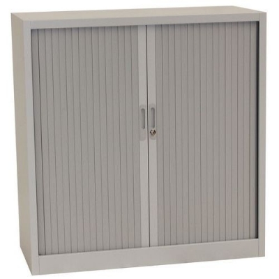 Dulap metalic pentru dosare cu usa tip rulou, 2 rafturi, 105 x 100 x 45.7 cm, gri