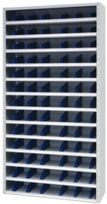 Raft metalic cu separatoare, 198 x 60 x 20 cm, 12 polite, gri